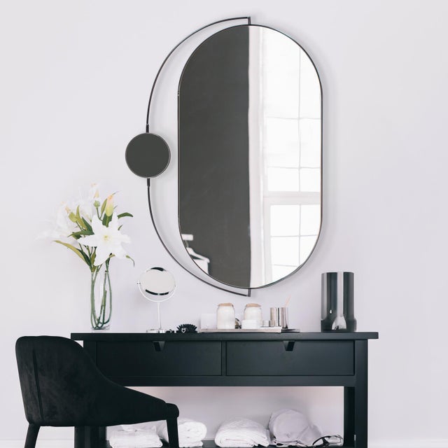 Metal Janik Stainless Steel Double Vanity Mirror- Brushed Black For Sale - Image 7 of 9