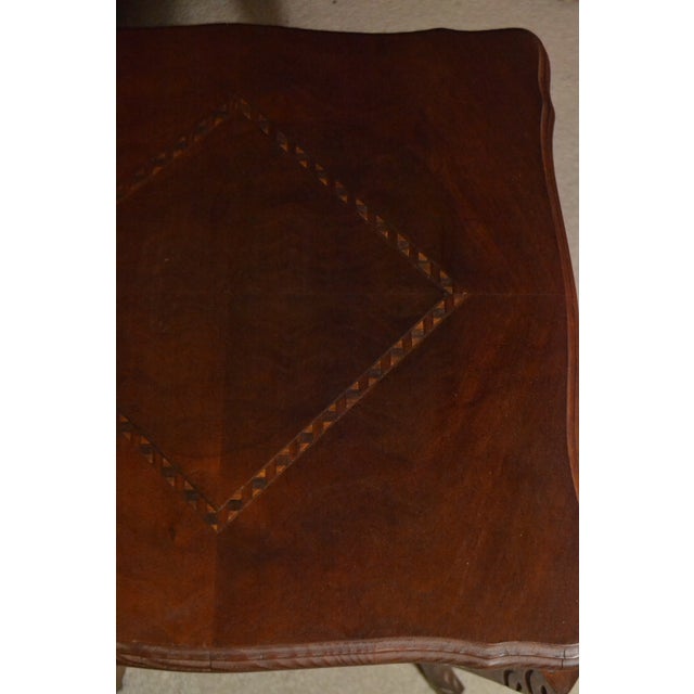 Wood Antique French Provincial Side/End Table Louis XV Style Diamond Marquetry Walnut For Sale - Image 7 of 13