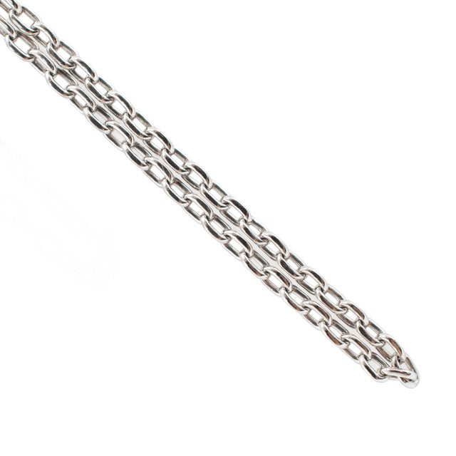 Vintage Unisex Platinum 2.3mm 32” Solid Oval Rolo Cable Link Chain Necklace For Sale - Image 4 of 8