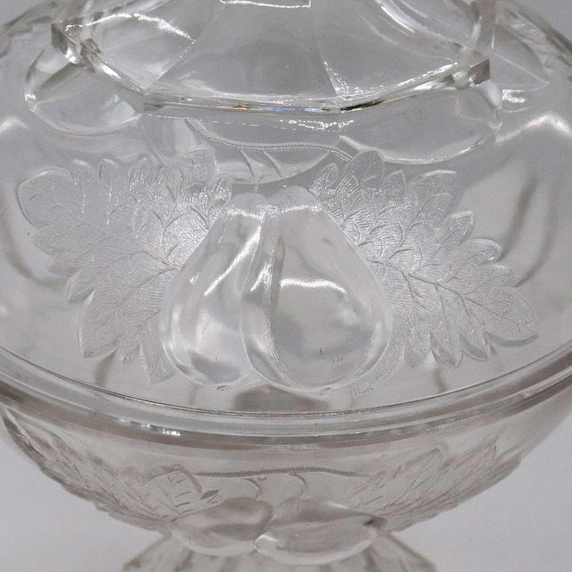 Large American Adams & Company Pressed Glass Baltimore Pear/Gipsy Covered Compote For Sale - Image 4 of 6