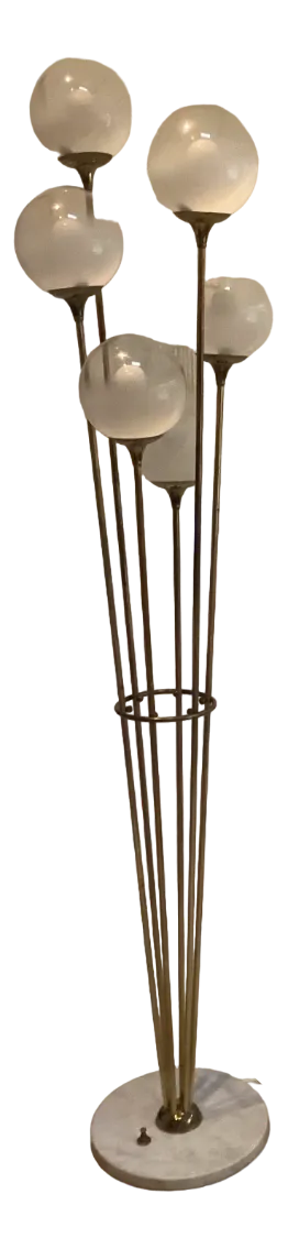 Alberello Floor Lamp in Marble, Brass & Glass from Stilnovo, Italy, 1960s