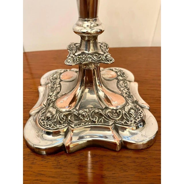 Metal Large Victorian Sheffield Plated Ornate Candlesticks, Set of 2 For Sale - Image 7 of 10