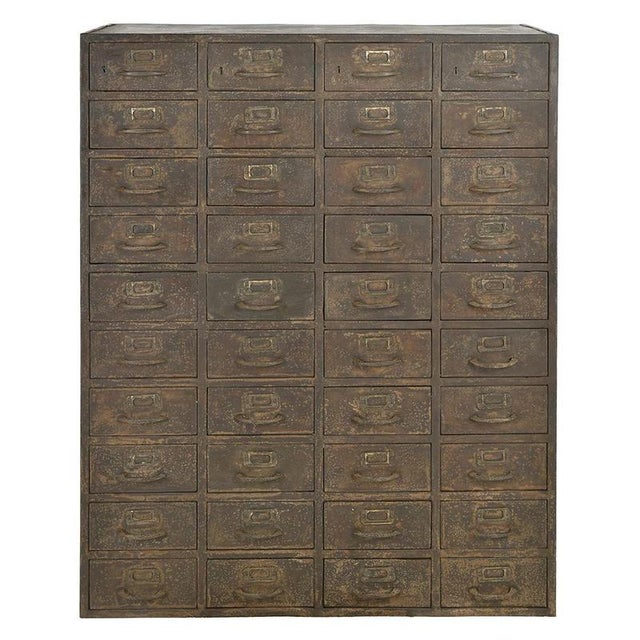 Brown Industrial Style Storage Unit in Patinated Metal with 40 Drawers For Sale - Image 8 of 8