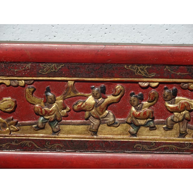 Vintage Oriental Asian Hanging Wall Decor ~ Decorative Red Carved Accent #2 For Sale - Image 10 of 10