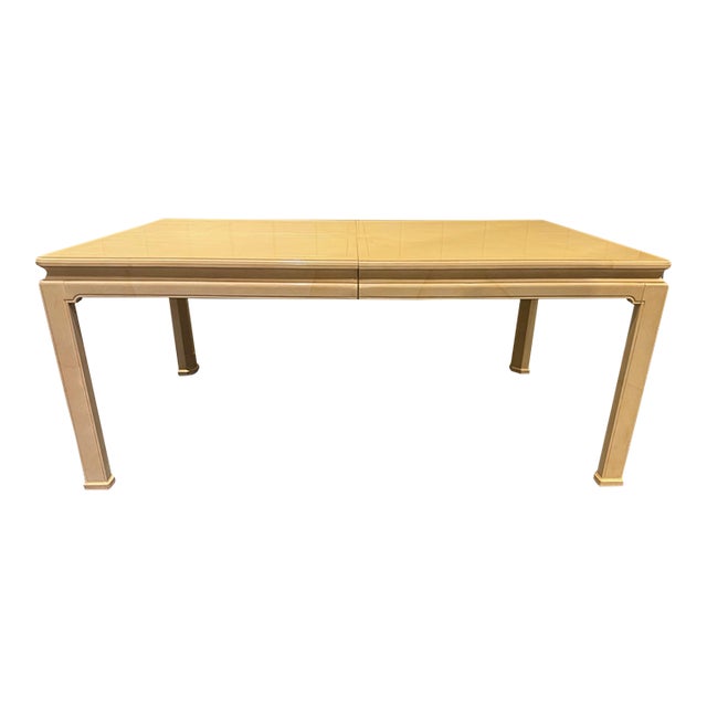 1970s Vintage Henredon Faux Goatskin Dining Table With Two Leaves For Sale