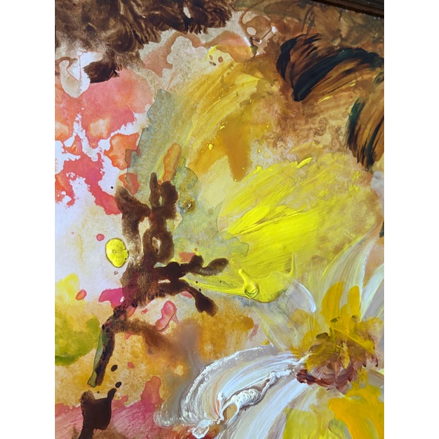 Mid-Century Modern Floral Abstract Acrylic on Board For Sale - Image 16 of 18