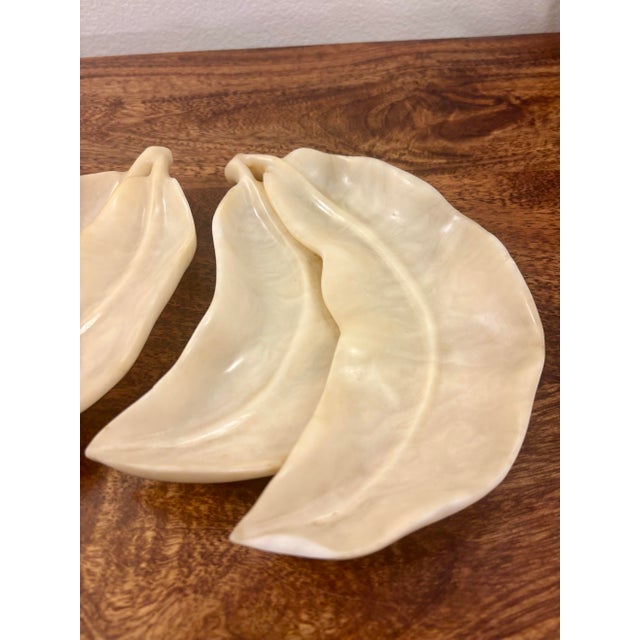 Mid 20th Century Vintage Italian Alabaster Leaf Dishes - Pair of Sculptural Catchall Bowls For Sale - Image 5 of 7