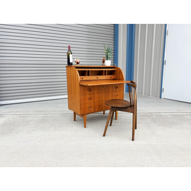 1960s Danish Modern Teak Secretary Desk by Egon Ostergaard For Sale In Los Angeles - Image 6 of 11