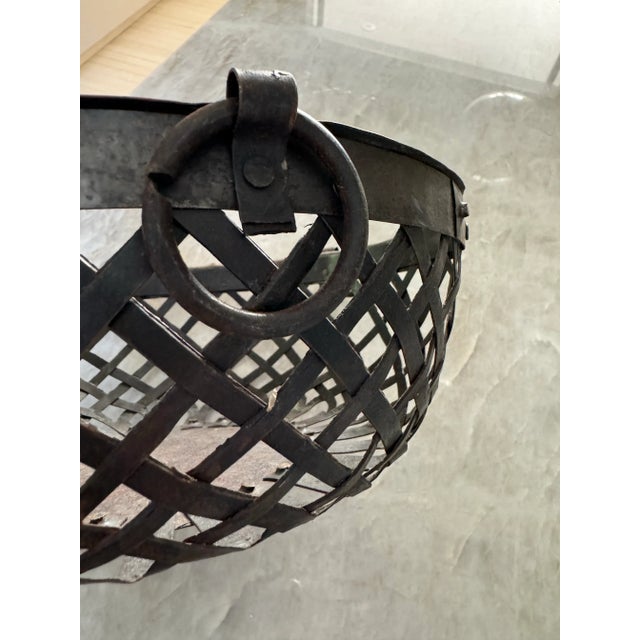 French Weaved Metal Basket For Sale - Image 4 of 7