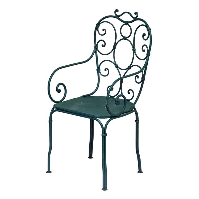Antique Garden Table & Chairs, Set of 5 in Dark Green Patio For Sale - Image 12 of 15