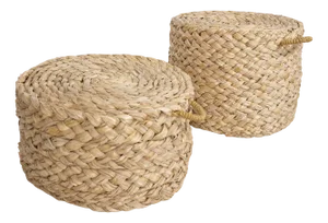 Set of Mid-Century Wicker Nesting Stools, 1970s