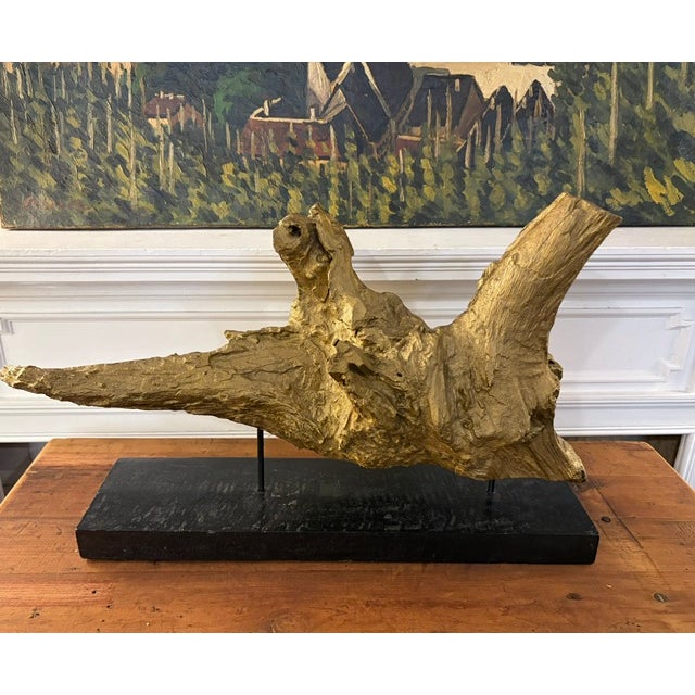 Mid-Century Modern Old Gilt Painted Driftwood Sculpture For Sale - Image 3 of 7
