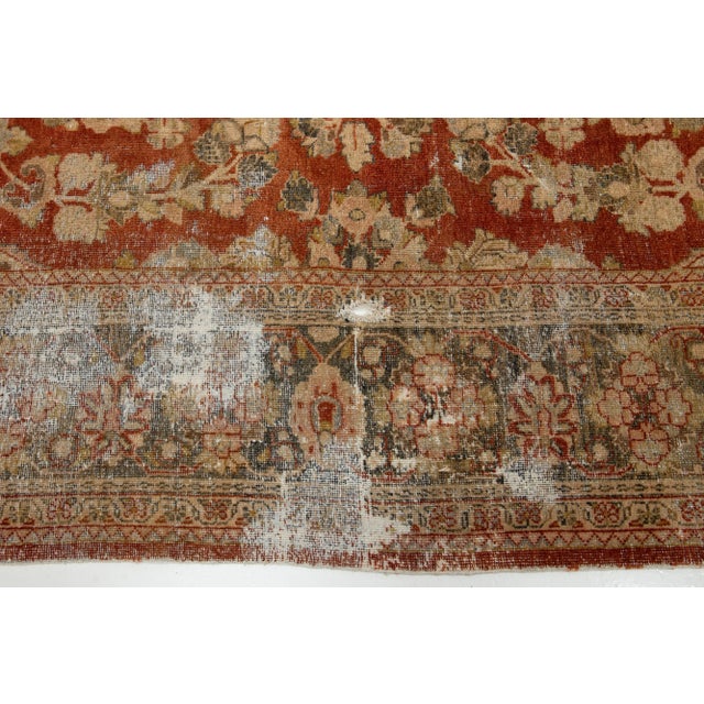 Beige Antique Persian Mahal Wool Rug in Rust Color With Floral Design For Sale - Image 8 of 12