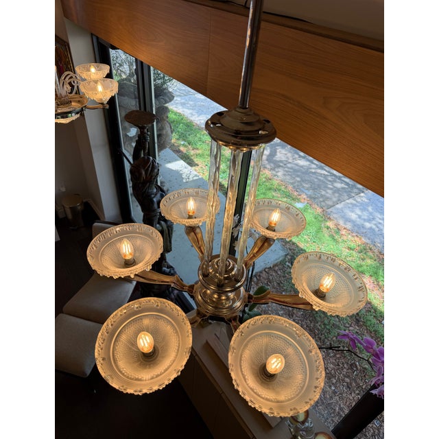 1930s French Art Deco Chandelier For Sale In Miami - Image 6 of 6