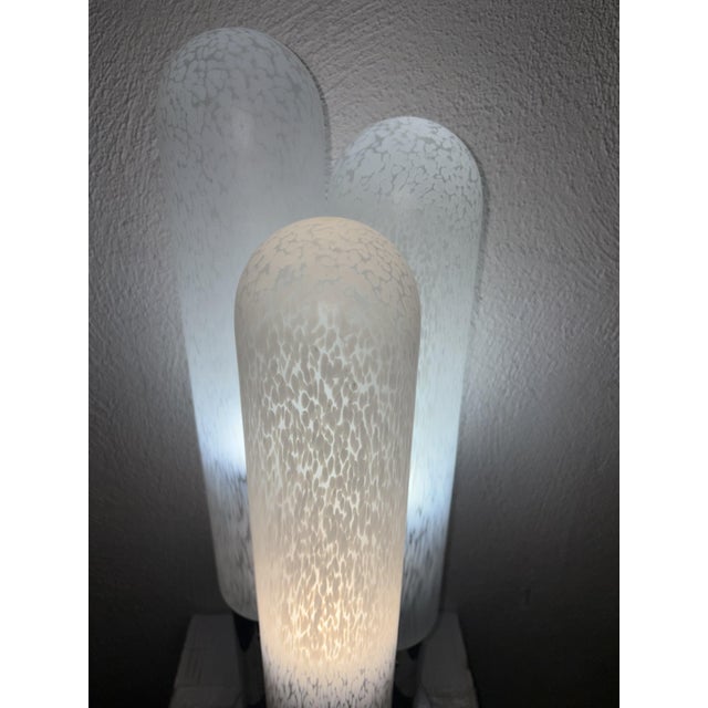 Three-light Murano glass table lamp attributed to Mazzega, 1970s, height 58 cm, circumference 18 cm European Plug (up to...