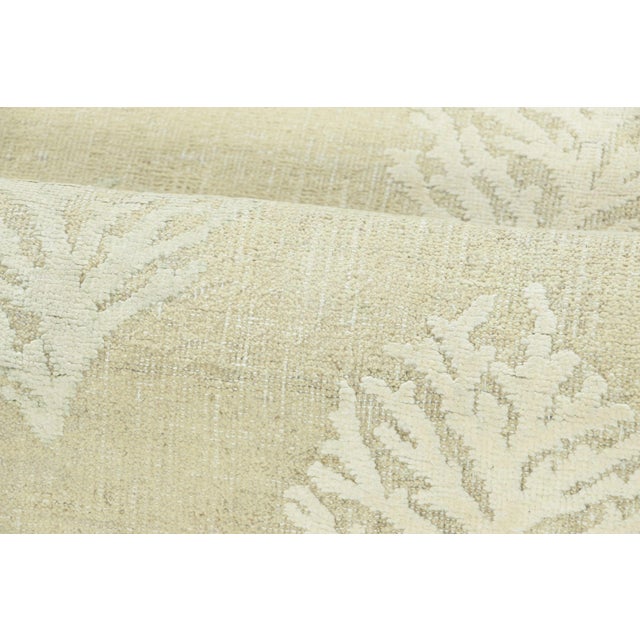 Rug & Kilim’s Block Print Runner Rug With Beige and Sage Green Floral Pattern For Sale In New York - Image 6 of 7