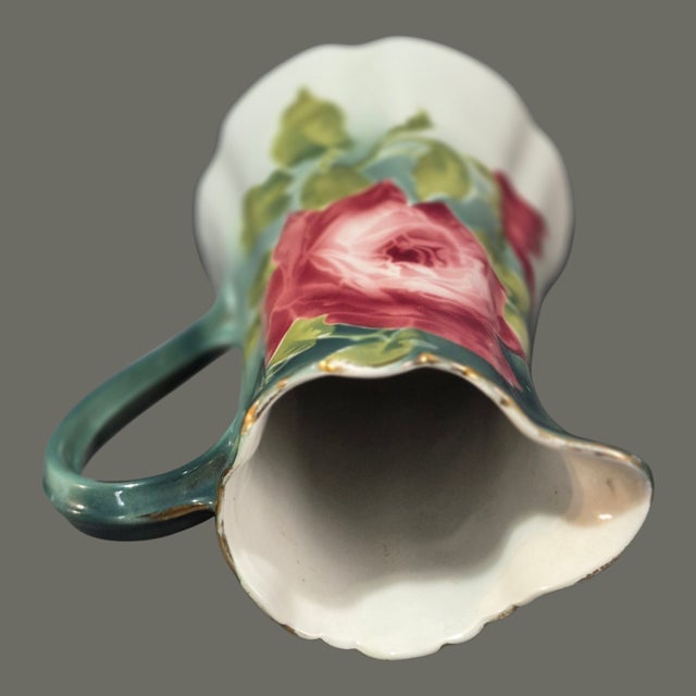 Antique Romantic K & G Les Roses Luneville France Victorian Pitcher For Sale - Image 6 of 8