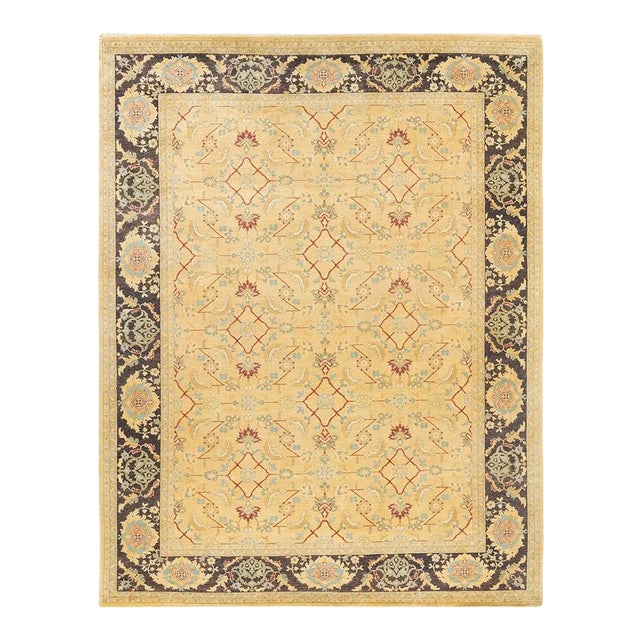 Eclectic Collection Hand-Knotted Area Rug - Green 9' 1" x 11' 9" For Sale