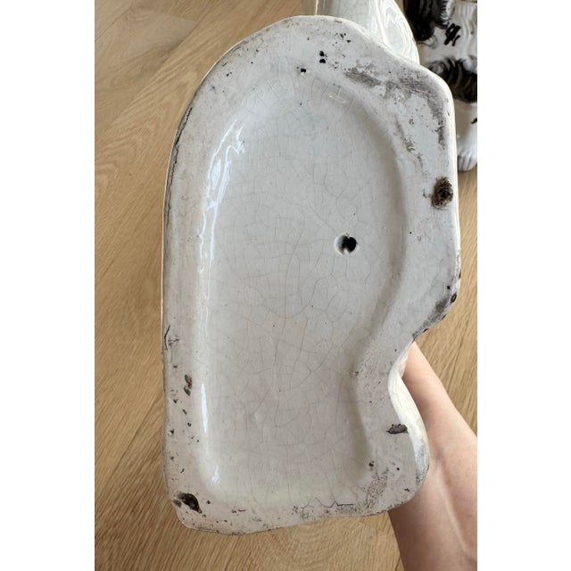 Antique Late 19th Century Large English Staffordshire Black & White Spaniels - A Pair For Sale - Image 9 of 10