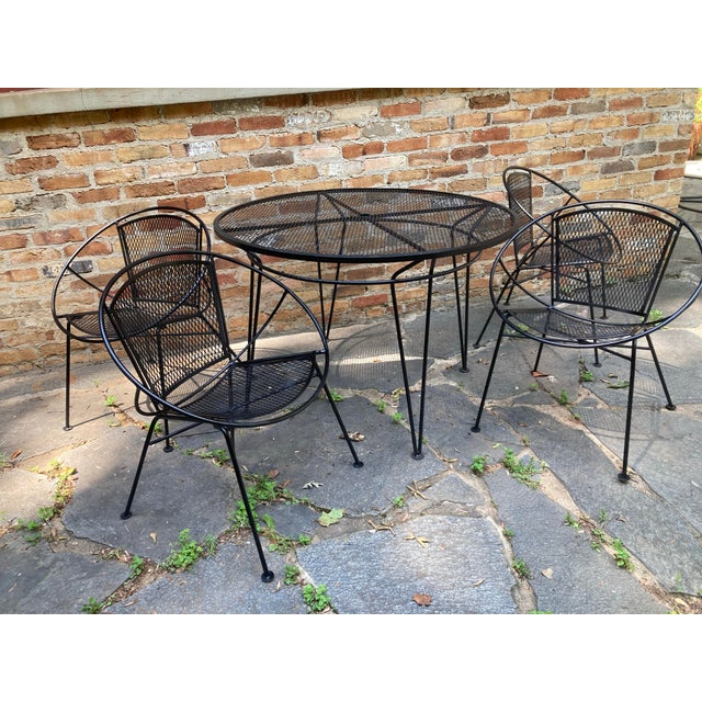 Black Mid 20th Century Attributed to Tempestini for Salterini RadarModern Patio Set, 5 Pieces For Sale - Image 8 of 8