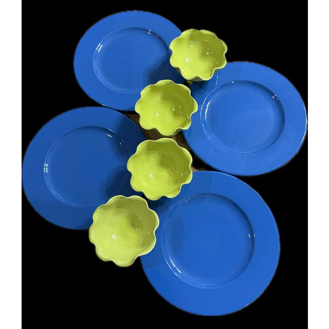 Italian ceramic. The perfect splash of colors for a center piece, beautiful large serving plates ocean blue color with...