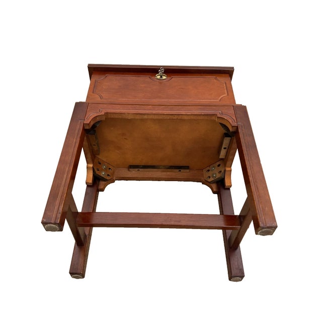 Vintage Flip Top Cabinet Small Chest Felt Lined Mahogany With Lock and Key For Sale - Image 11 of 11