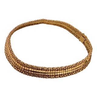 Vintage 18 Karat Yellow Gold 55.5 Gm Choker Link Like Chain Unisex, 16" Necklace For Sale