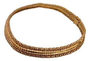 Vintage 18 Karat Yellow Gold 55.5 Gm Choker Link Like Chain Unisex, 16" Necklace