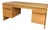 Mid-Century Modern Solid Wood Pedestal Executive Desk, Five Drawers, Raised Edge For Sale