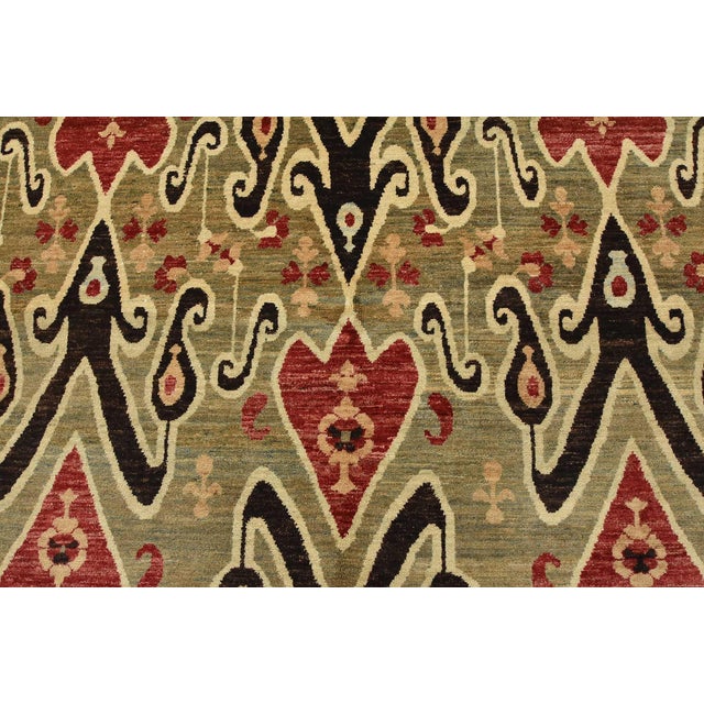 2020s Ikat Rug 6’1” X 8’10” Blue Wool Hand-Knotted Oriental Carpet For Sale - Image 5 of 14