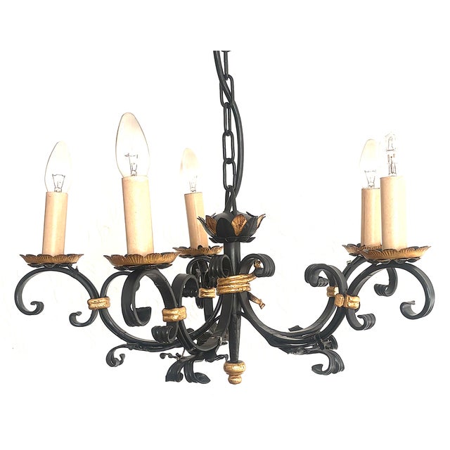 Wrought Iron 5-Light Chandelier, 1960s For Sale - Image 14 of 14