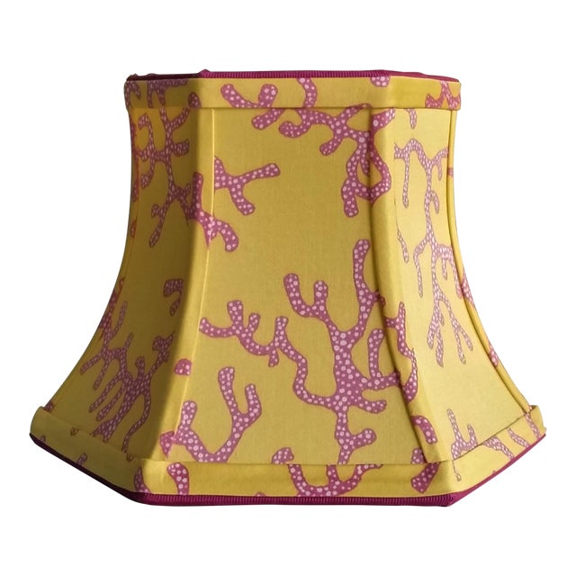 Yellow Pink Coral Fabric Clip On Lamp Shade