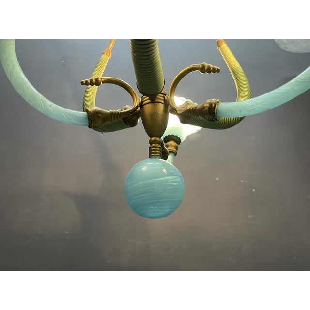 Italian Blue Murano Glass Chandelier, 1950s For Sale - Image 12 of 18