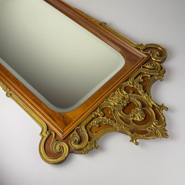 Large Vintage Wooden Wall Mirror, Italy, 1950s For Sale - Image 12 of 18