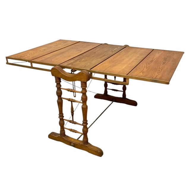 Wood Antique Combination Table Co Folding Convertible Table Bookcase Patented 1893 Victorian Adjustable Shelving Unit. For Sale - Image 7 of 11