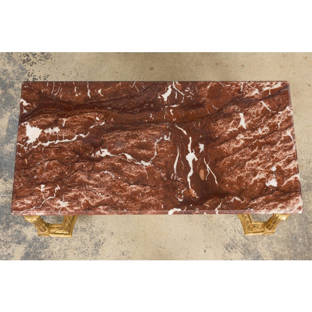 Mid 19th Century French Napoleon III Giltwood Coffee Table With Rouge Marble Top, Provence For Sale - Image 4 of 18