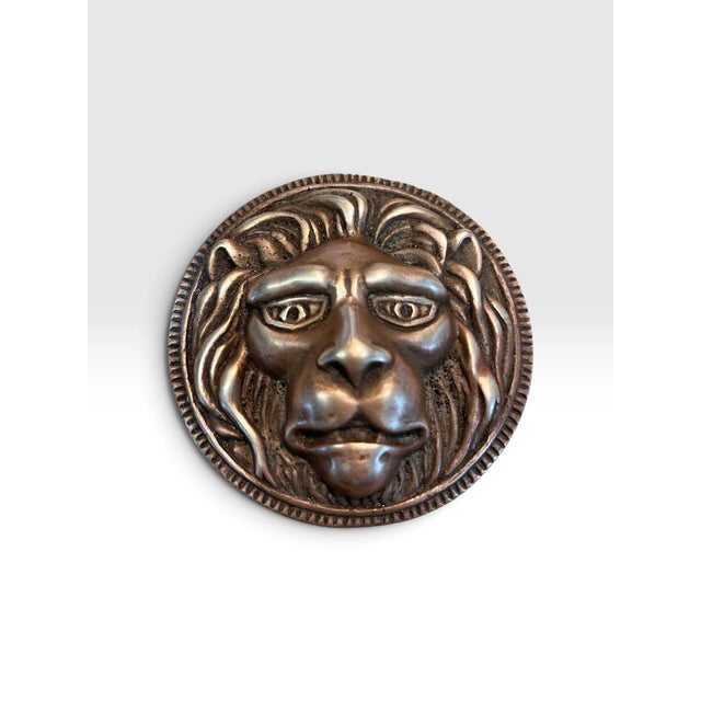 Pair of Vintage Cast Bronze Lion Head Paperweights For Sale - Image 9 of 10