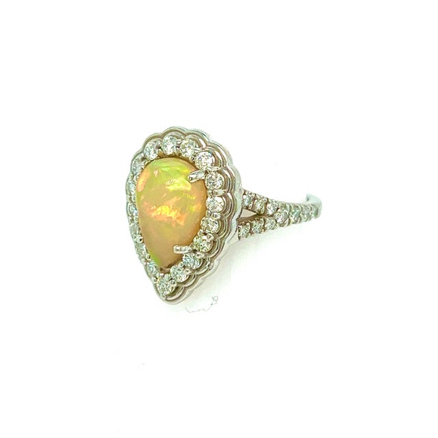 Natural Finely Faceted Quality Opal Diamond Ring 6.25 14k W Gold 2.35 TCW Certified $4,950 304174 This is a Unique Custom...