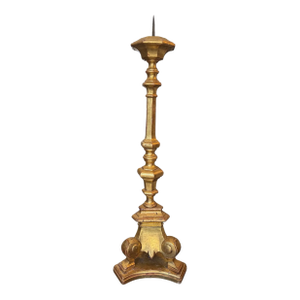 Antique Italian Giltwood Altar Pricket Candlestick