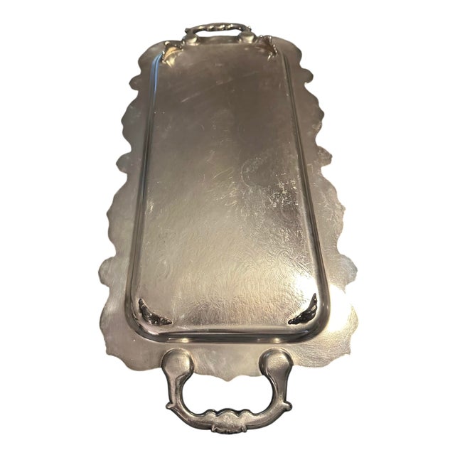 Vintage Towle Silversmiths Rectangular Serving Tray. This is a very heavy tray that has beautiful scroll work