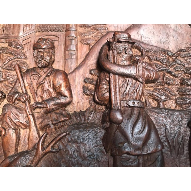 Bas-Reliefs Scenes in a Wooden Frame Signed by M. Arendt, 1940s, Set of 2 For Sale - Image 16 of 18