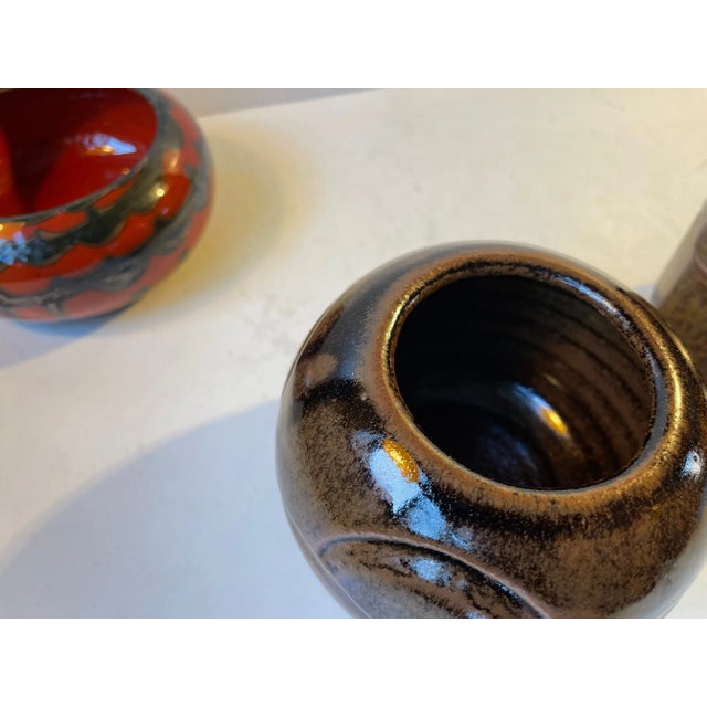 Scandinavian Modern Studio Vases in Glazed Ceramic, 1960s, Set of 3 For Sale - Image 6 of 13