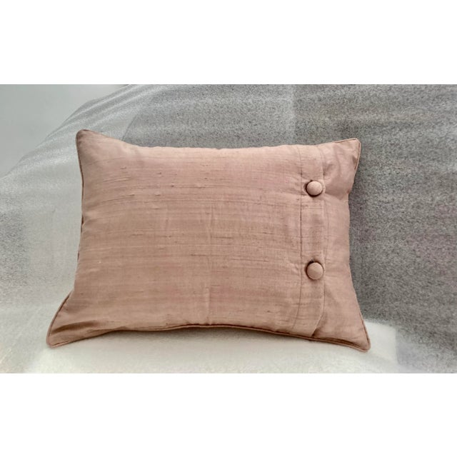 Mini Floral Decorative Beaded Pale Pink Silk Pillow Cover For Sale In New York - Image 6 of 7