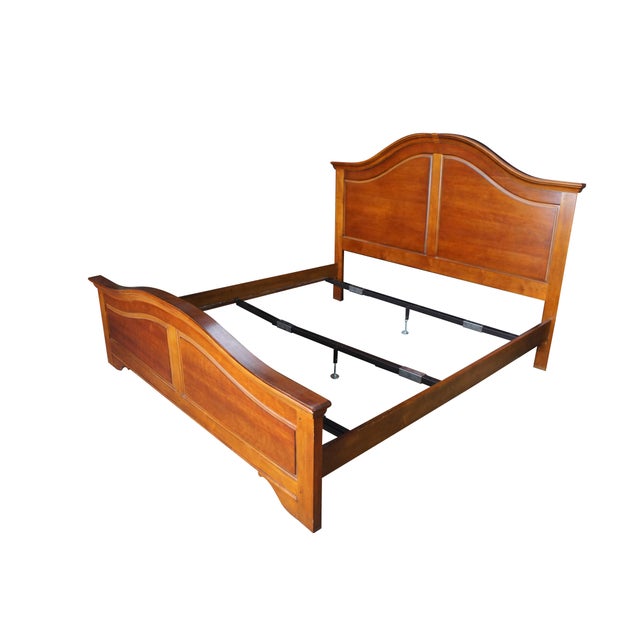 Victorian Late 20th Century Lexington French Louis Philippe Style Paneled Cherry Arched King Size Bed For Sale - Image 3 of 15