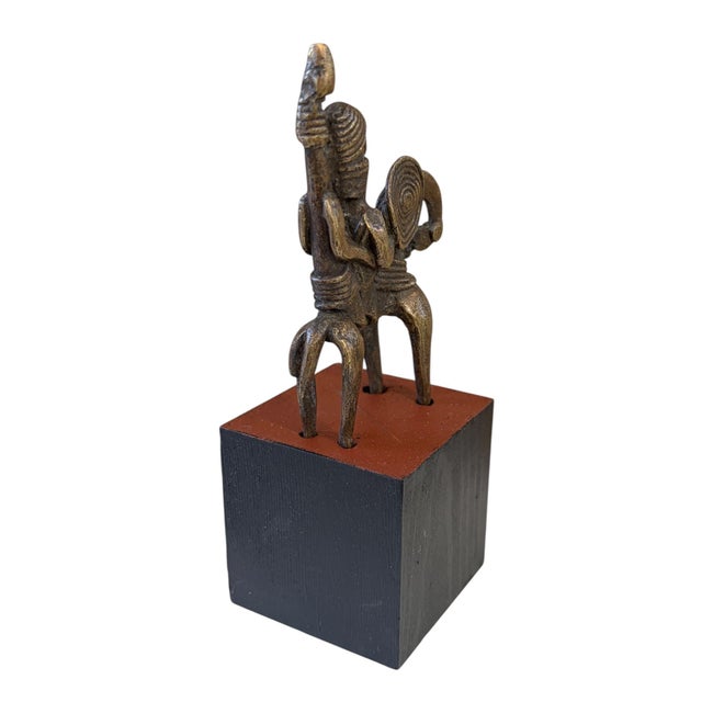 African Vintage African Dogon Bronze Horseman Cast Handmade Mali 5.5" H For Sale - Image 3 of 7