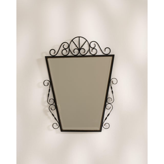 Rustic Wrought Iron Wall Mirror, Antique, France, Circa 1970 For Sale - Image 3 of 8