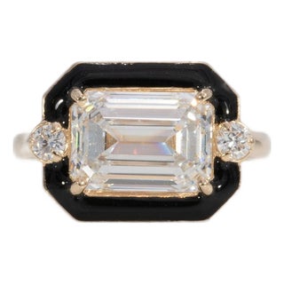 3.5Ct Lab Grown Diamond Ring With Natural Diamond Accents: Solid 14k Gold,, Size 6.75 For Sale