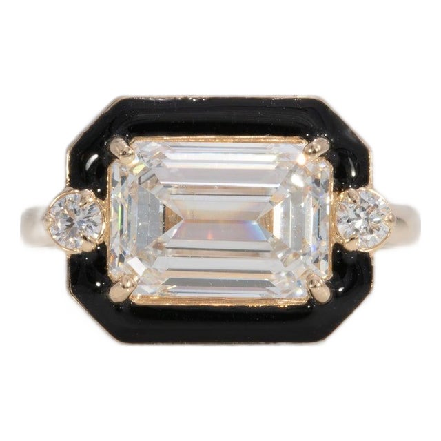 3.5Ct Lab Grown Diamond Ring With Natural Diamond Accents: Solid 14k Gold,, Size 6.75 For Sale