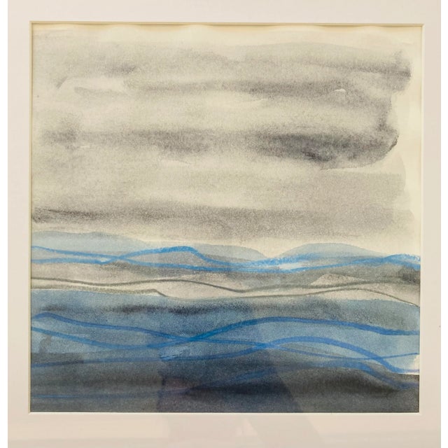 Ocean beach study made on location at Summerland Beach, Montecito, California. Watercolor and pastel on paper. Framed.