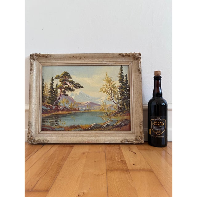 Vintage Original Landscape Oil Painting, Framed Mountain River Art For Sale - Image 13 of 16